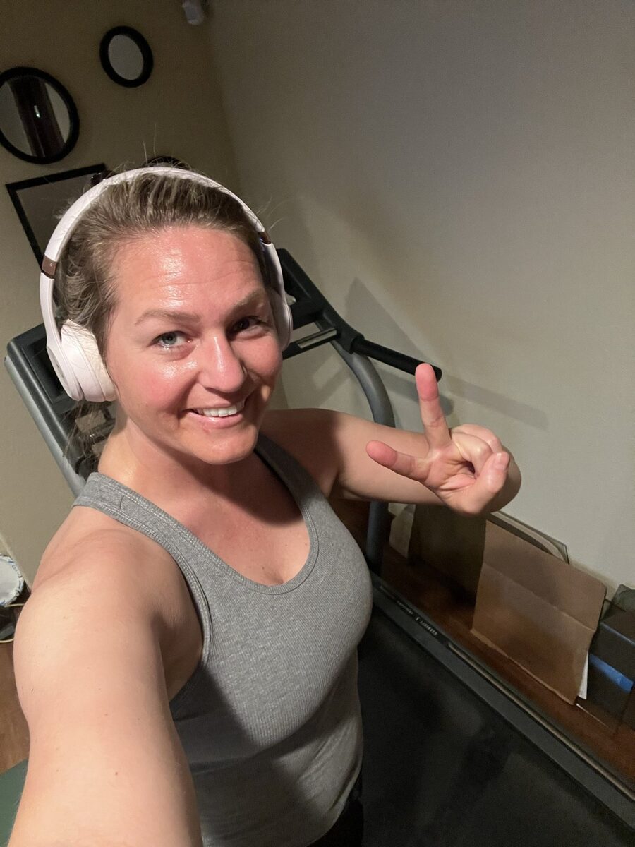 Stacia on the treadmill